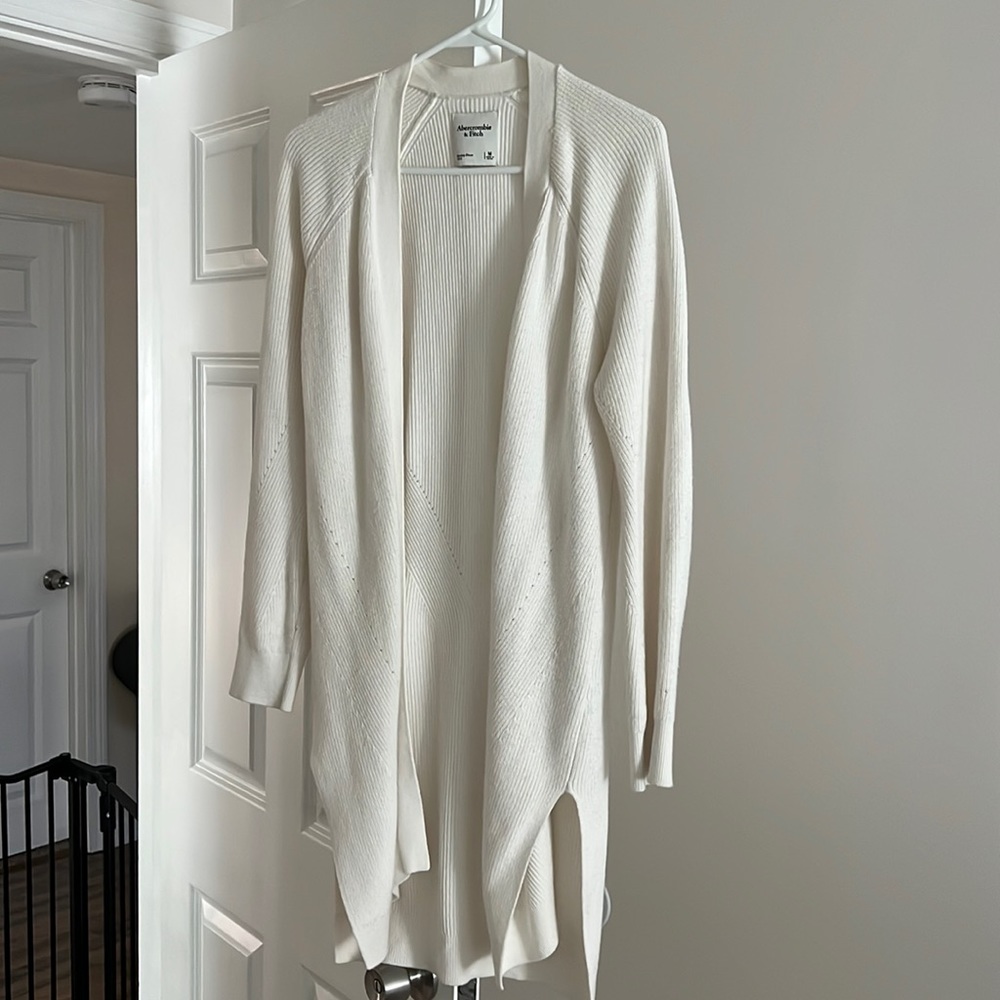 Abercrombie White Cardigan Sweater